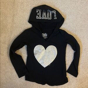 Justice Black Hoodie with Silver Love and Heart